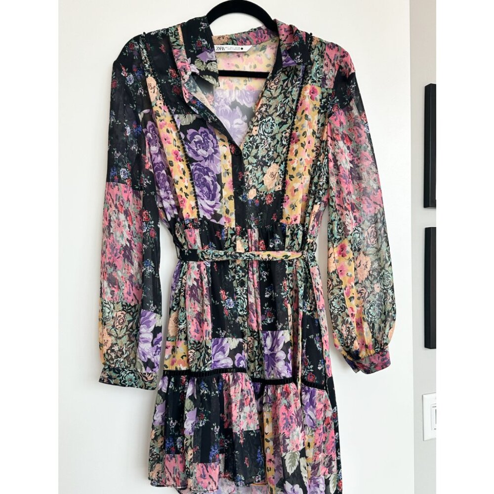Zara Floral Patchwork Mini Dress (LG)